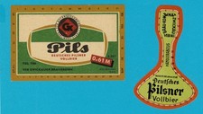 je 1x Bierflaschen- und -halsetikett Pils, Zwickau/Sa., DDR