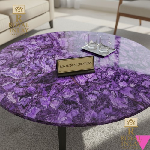 Rund amethyst tisch - tisch, –