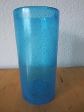Glas Vase Zylindervase türkis - blau Luftblasen Schaumglas