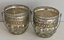 SPIEGELBURG 2 x Windlicht Teelichthalter Glas Bauernsilber Silber - Gold,