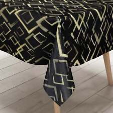 Wachstuch Tischdecke 124C schwarz gold Geometrie Bauhaus eckig rund oval