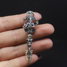 A24 Anhänger Vajra mit Hindu Gottheit Ganesha Elefantengott Silber 925 