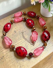 Perlen Kette Rottöne u.a