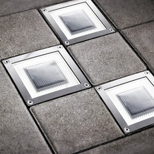 MeLiTec 3 Stück Solar Bodenleuchte SEL05 Einbau Verbundsteinpflaster quadratisch