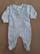 Baby Strampler hellblau Set mit Oberteil weiß Gr. 56 C&A Nicki Stoff 
