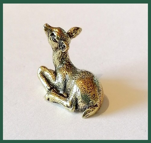 Messing figur reh kitz liegend - messing,