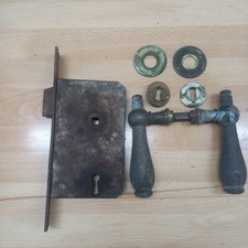 Türgriff Antik Türklinke Holz Messer Türschloss K6