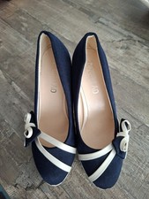 Landiao Pumps mit 9,5 Cm Absatz blau/weiß mit Schleife Gr.35