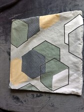 Kissenbezug Baumwolle ca. 40 x 40 cm  grau-weiß-gelb-grün neuwertig