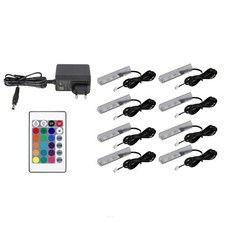 QLS LED RGB Set Schrank- Glaskantenbeleuchtung Clips 12V Fernbedienung 16 Farben