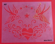 Schablone - Viva Decor 47 - Schwalben Herz Rockabilly style - gebraucht - 20,4 x
