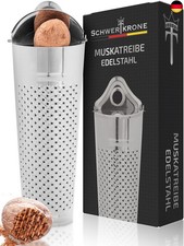 Schwertkrone Muskatnuss Reibe 11 cm Edelstahl ? Praktische Muskatreibe mit