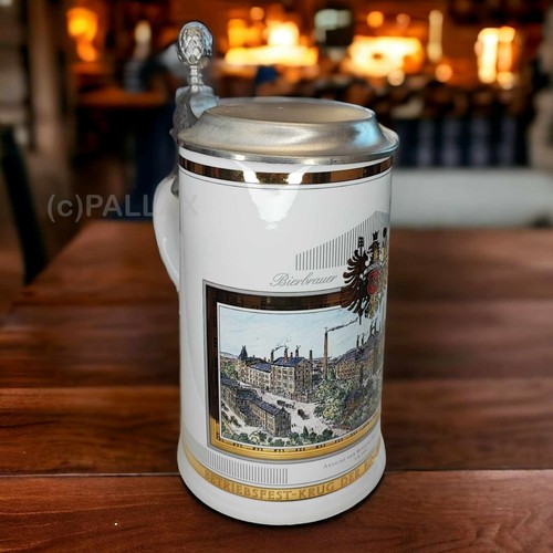 Bierkrug mit zinndeckel - mit,