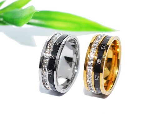 Edelstahl ring strass silber - edelstahl,