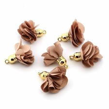 Quasten Blume beige Textil