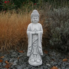 Buddha Tempelwächter  Steinfigur 60 cm 17 kg Grau Weißbeton frostsicher