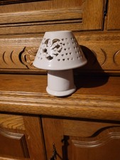 Windlicht, weiß, Keramik, Engel mit Herz