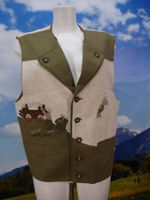 Paolo Negrato beige grün neuwertig Applikation klasse Trachtenweste Weste Gr.48