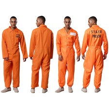 Herren Overall Sträfling Kostüm Erwachsene Cosplay Halloween Uniform Karneval