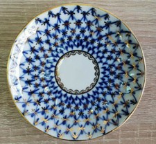 Lomonosov Kobaltnetz Untertasse / Russisches Porzellan 