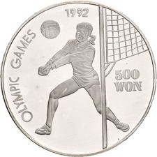 Künker: Korea, 500 Won 1992, Olympia, Volleyball, Silber, PP!