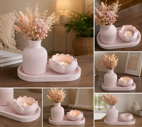 Deko set vase - set, teelichthalter