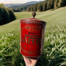 Antik Blechdose Alt 1900 feinster gebrannter Kaffee Jugendstil Knaufdeckel Gross