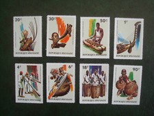 Ruanda, 1973, Nr. 558/565 A, Afrikanische Musikinstrumente