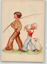 39797581 - Kinder Fisch Enten sign. Stahlberg Eva-Maria Angeln