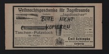 LEIPZIG, Werbung 1903, Emil Schimpke Taschen-Putzstock Jagdbecher
