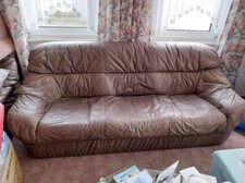 Leder-Couch-Garnitur-Groß-Mittel-Keramik-Eichen-Clubtisch-Eichen-Wandschrank