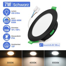 LED Einbaustrahler 230V Dimmbar 3000K-6500K Flach Panel Ultra Slim Bad Spot IP65