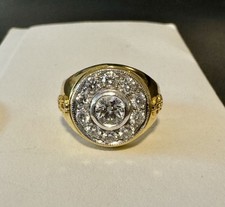 Massiver Herrenring 18K Gold mit GIA-Zertifiziertem 0,54ctDiamant/10 Brillanten