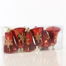 6 Stück Weihnachtsglocken in rot - Weihnachtskugeln Baum Schmuck Christbaumkugel