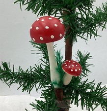 Alt Christbaumschmuck Pilz Fliegenpilz   mit Gansfeder Clip/Zwicker Lauscha