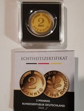 Goldmünze "2 Pfennig 1969"