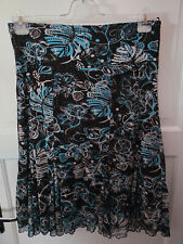 Rock - Gr. 40/42 - dunkelbraun - gemustert -mit Volant  - sehr bequem