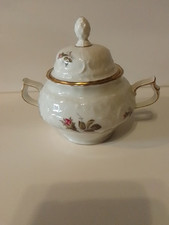 Rosenthal Sanssouci Zuckerdose mit Deckel, Goldrand Muster Moosrose 