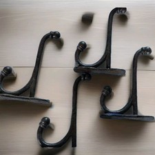 4 Kleiderhaken, Gußeisen Doppel- Wand-, Garderobe antik Vintage braun