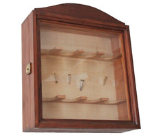 Vintage Gewürzregal Hängeregal Landhausstil für bauchige Gläser 26x26 cm Glastür