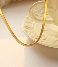 Choker Schlangenkette flach vergoldet Gold Halskette Edelstahl Damen Anhänger