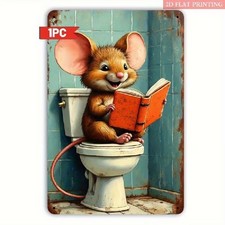 Blechschild Maus mit Buch auf