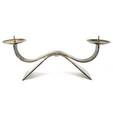 WMF Ikora Metall Kerzenständer versilbert Bauhaus Stil Design Silver-Plated