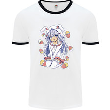 Ostern Anime Mädchen mit Eiern und Hasenohren Herren Ringer T-Shirt