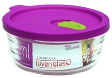 LocknLock: oven glass mit lila Mikrowellen-Deckel, rund, 280ml (LLG741)