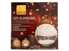 LED Glaskugel 19 cm mit 10 warmweißen LEDs Timerfunktion Dekoration DEKOR