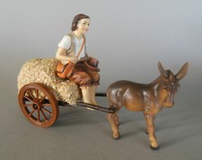 Esel mit Hirte auf Strohwagen