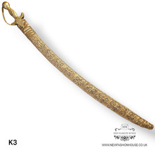 Gold Punjabi Stil verziert Schwert Halter Kirpan. Ideal für Hochzeit Bühnenrequisite