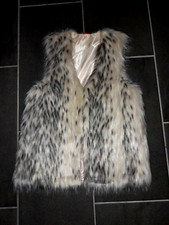 LIVRE Damen Fell Weste cremeweiß-schwarz Gr. S / 36  NEU Fellweste