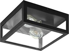 Deckenleuchte EGLO Amezola 2-flammig Schwarz klar E27 40W, Badezimmer Lampe IP44